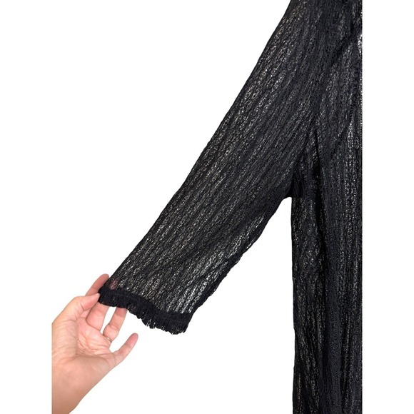 ModCloth Black Lace Blouse Sheer Lace Neck 3/4 Sleeve Women's Size1X - Picture 5 of 6